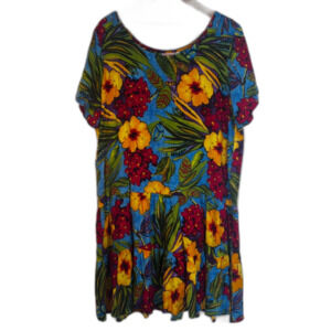 Pineapple Passion Colorful Bold Tropical All Over Print Aline Shift Dress Sz XL